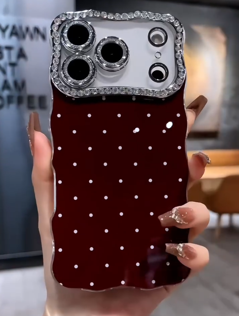 iPhone - Maroon Red Polka Dot Case