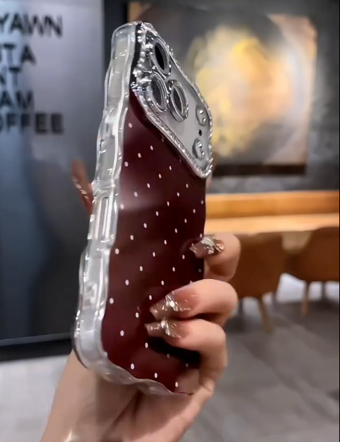 iPhone - Maroon Red Polka Dot Case