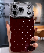 iPhone - Maroon Red Polka Dot Case