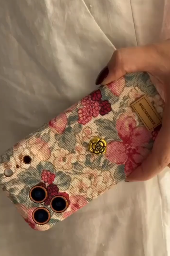 iPhone - Retro Floral Flower Corduroy Fabric