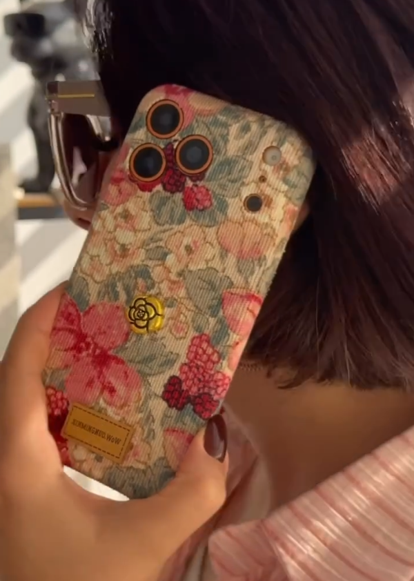 iPhone - Retro Floral Flower Corduroy Fabric