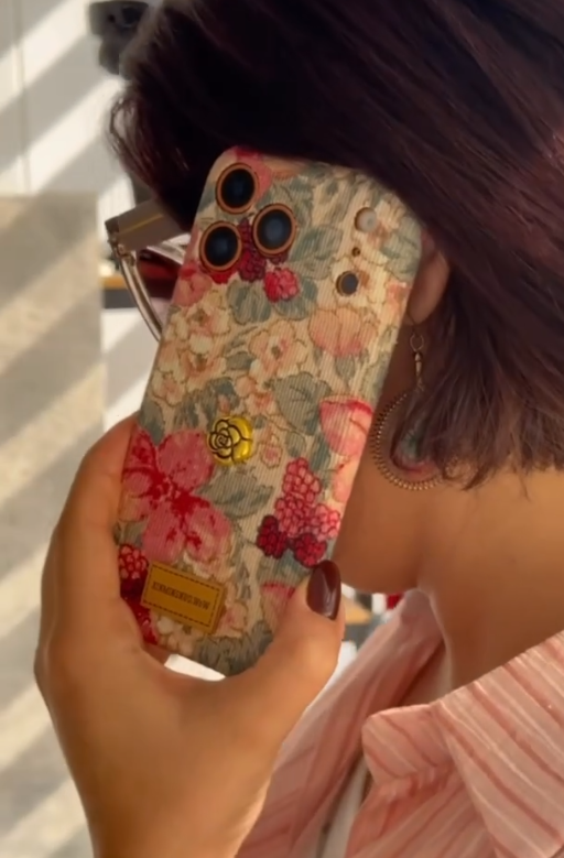 iPhone - Retro Floral Flower Corduroy Fabric