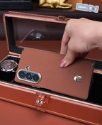 Galaxy Z Fold Series - Premium Brown Leather-Textured Phone Case