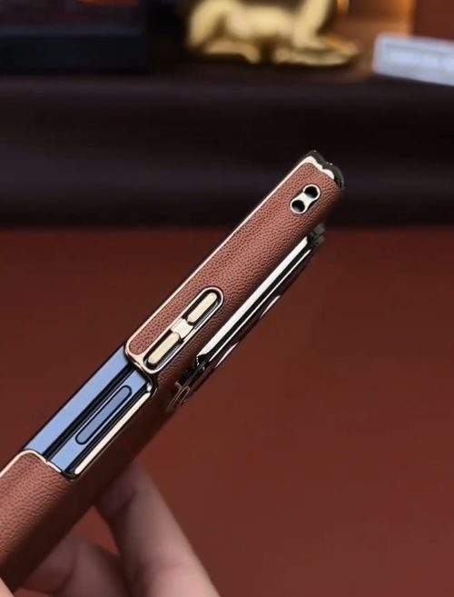 Galaxy Z Fold Series - Premium Brown Leather-Textured Phone Case