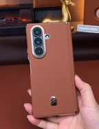 Galaxy Z Fold Series - Premium Brown Leather-Textured Phone Case