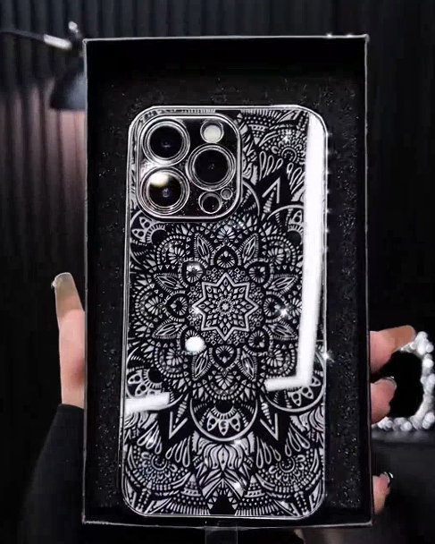 iPhone - Mystic Mandala Black & White Clear Case