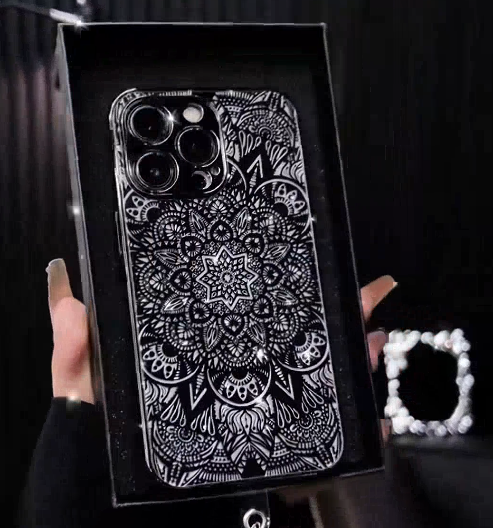iPhone - Mystic Mandala Black & White Clear Case