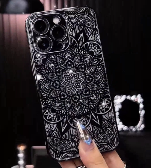 iPhone - Mystic Mandala Black & White Clear Case