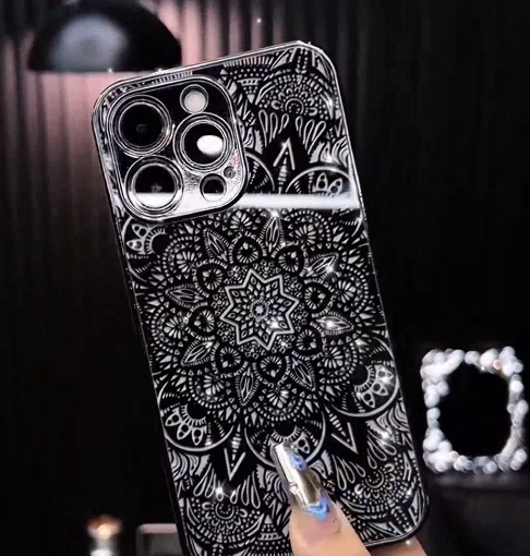 iPhone - Mystic Mandala Black & White Clear Case