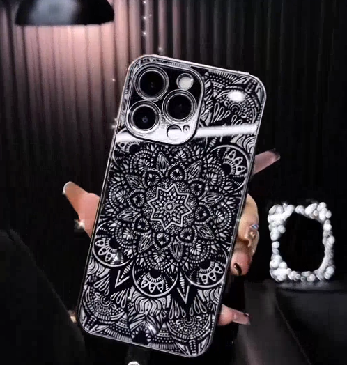 iPhone - Mystic Mandala Black & White Clear Case