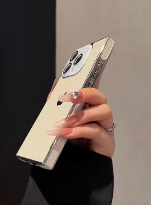 iPhone - Classic Beige Pebbled Leather Hybrid Case