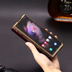 Galaxy Z Fold Series - Luxury Crocodile Leather Case with Gold Stand