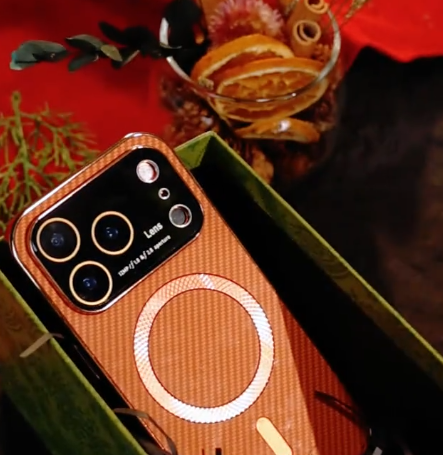 iPhone - Luxury Carbon Fiber Texture Case with Electroplated Gold