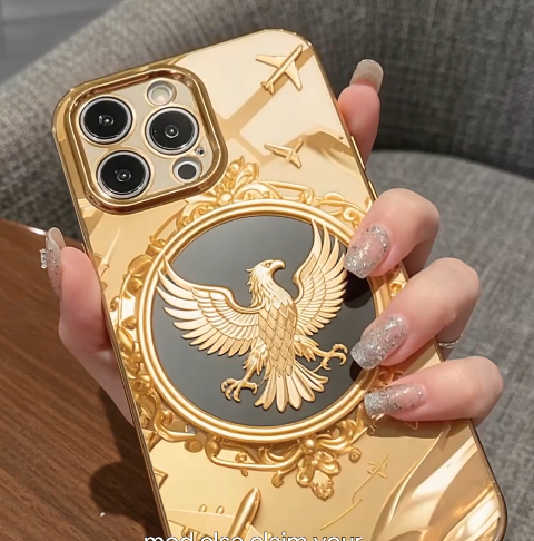 iPhone - Luxury 3D Embossed Gold Eagle Case