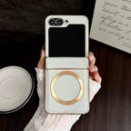 Galaxy Z Flip Series - Electroplated Leather Magnetic Case