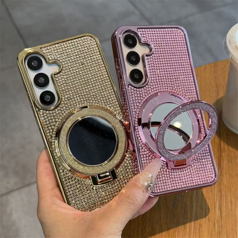 Rhinestone Bling Glitter Makeup Mirror Case