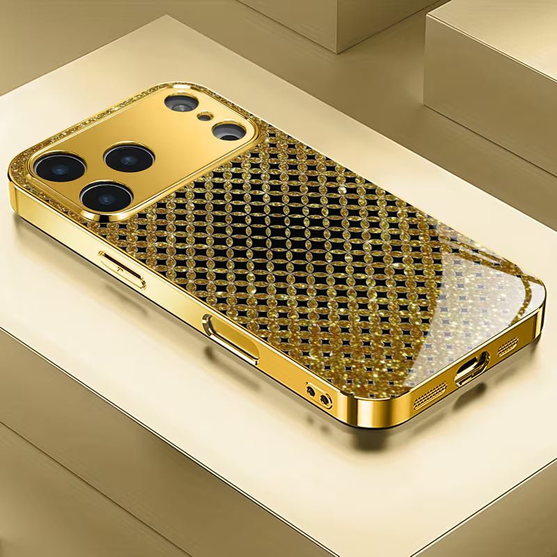 Golden Brown Grid Pattern Electroplated Case