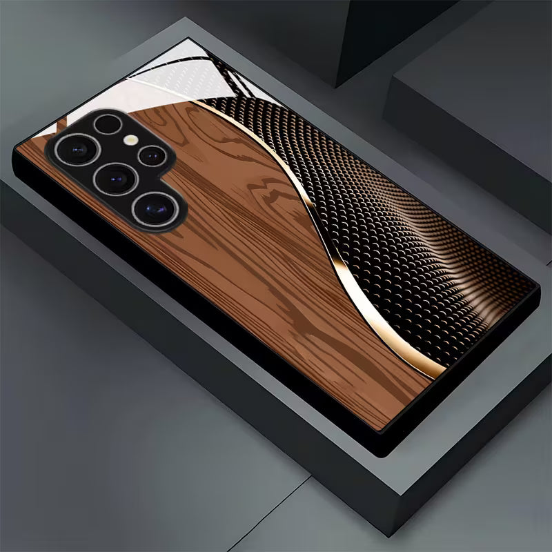 Galaxy S Series - Wood Grain & Metallic Mesh Design Case