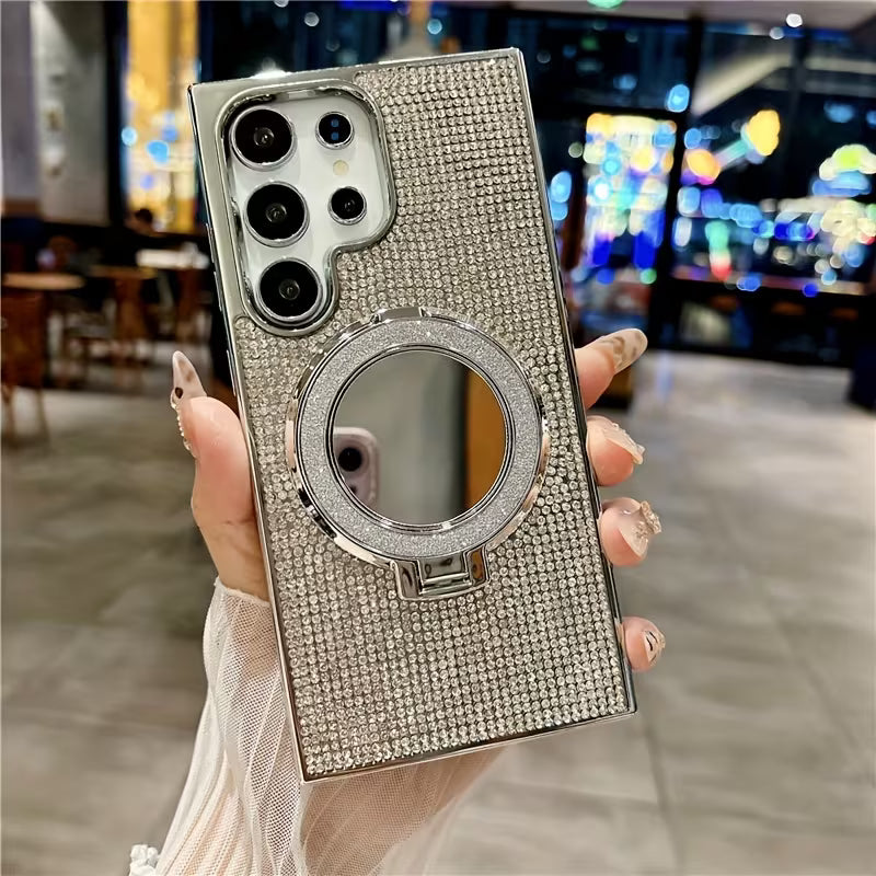 Rhinestone Bling Glitter Makeup Mirror Case