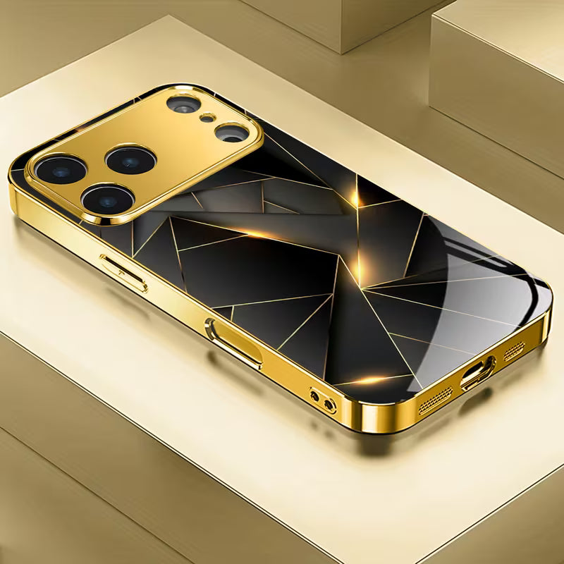A Luxurious Black And Golden Artistic Textured Case