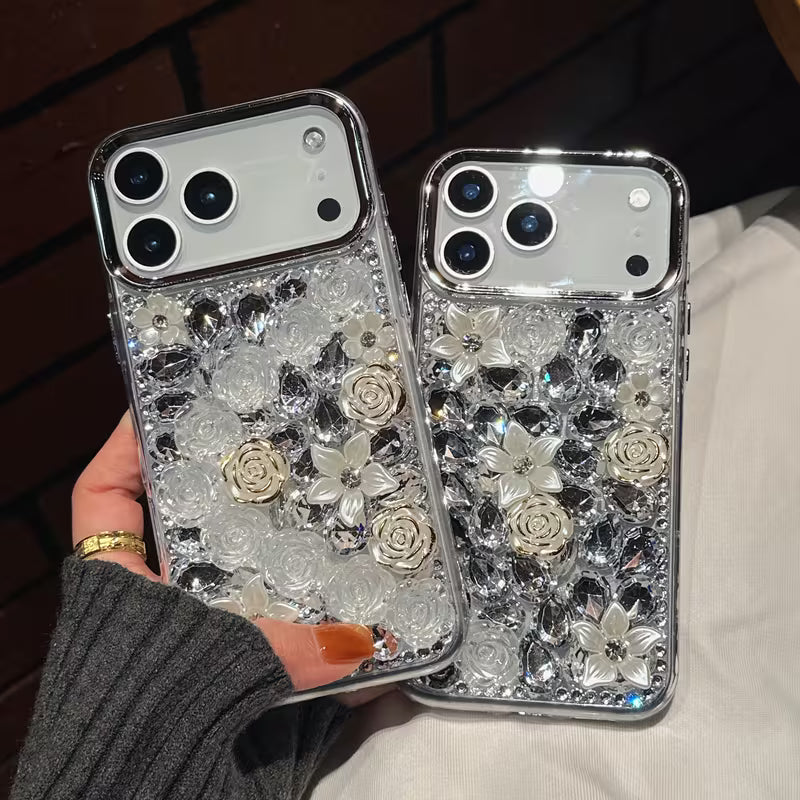 Luxury Rhinestone 3D Rose Case