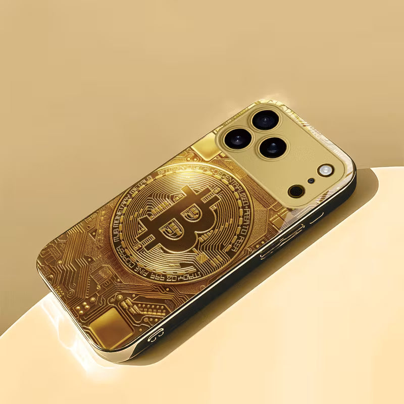 Golden Bitcoin Emblem Case