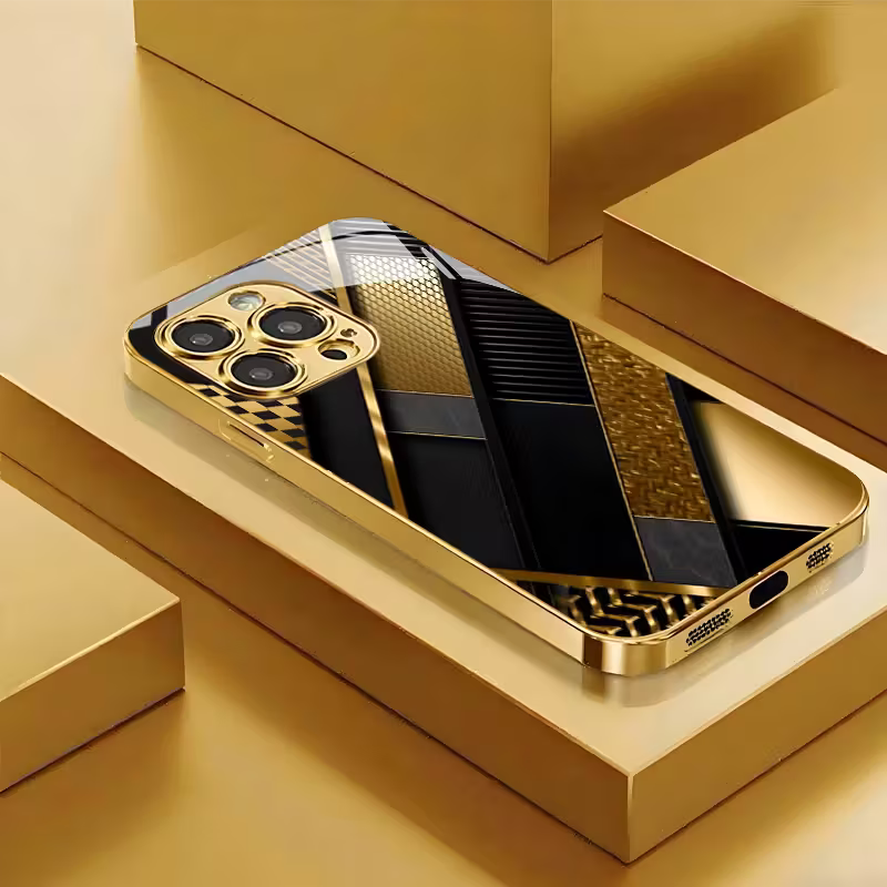 Golden Geometric Patchwork Case