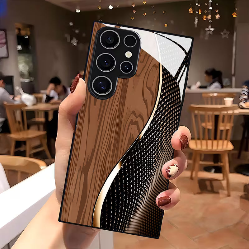 Galaxy S Series - Wood Grain & Metallic Mesh Design Case