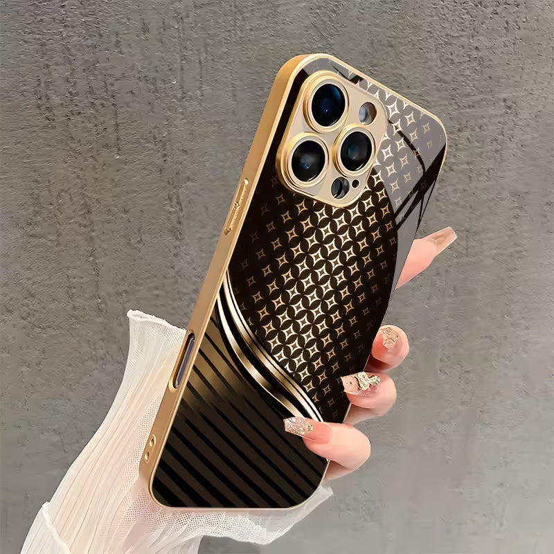 Golden Geometric Curve Pattern Case