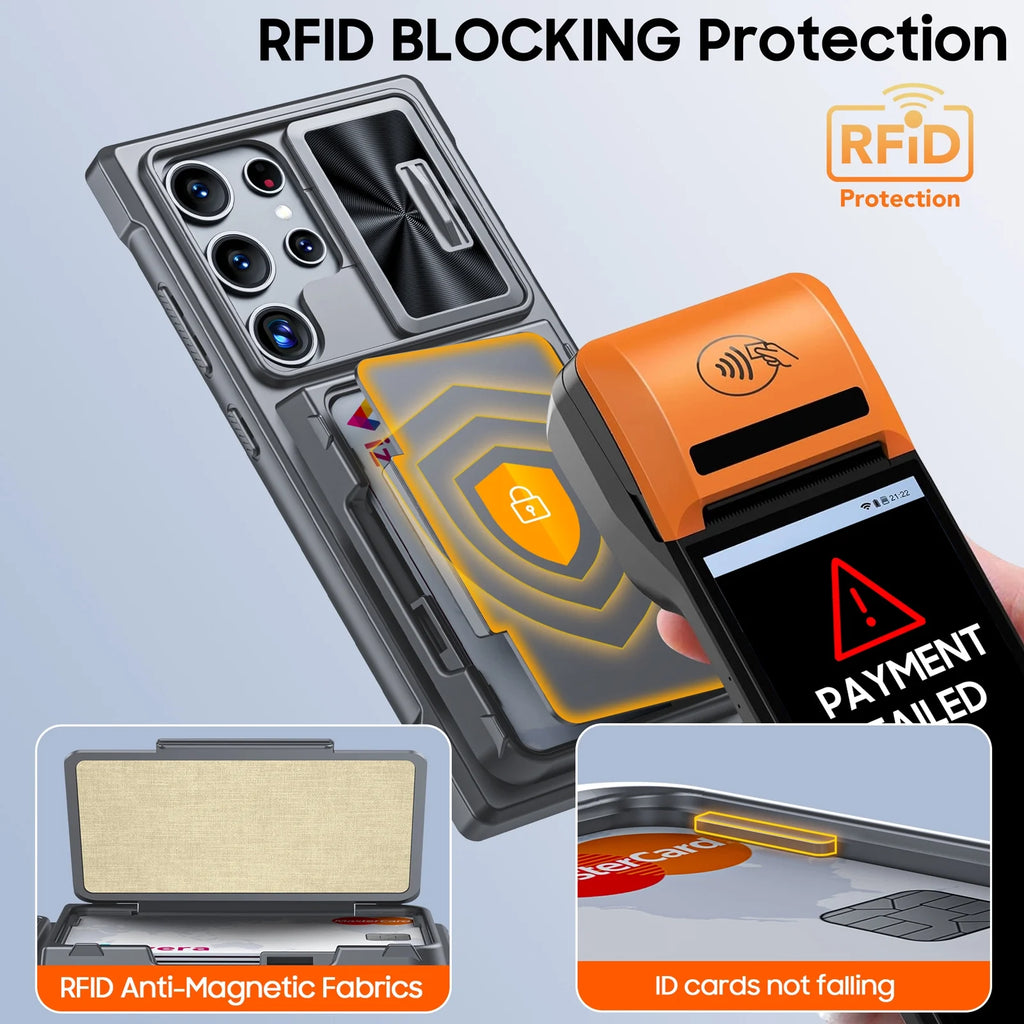 Galaxy S Series - Shockproof Silicone Case With Card Holder