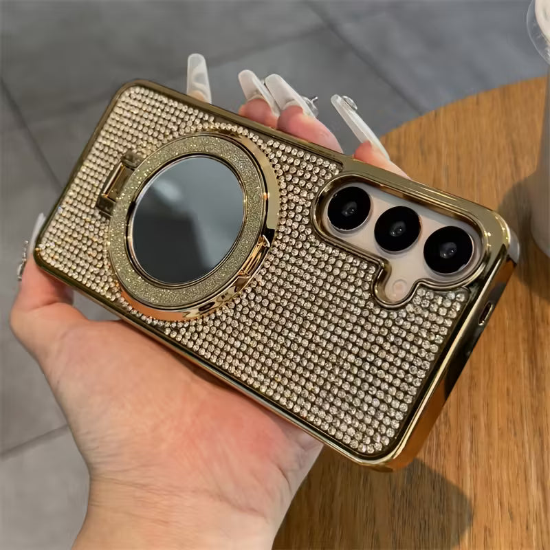 Rhinestone Bling Glitter Makeup Mirror Case