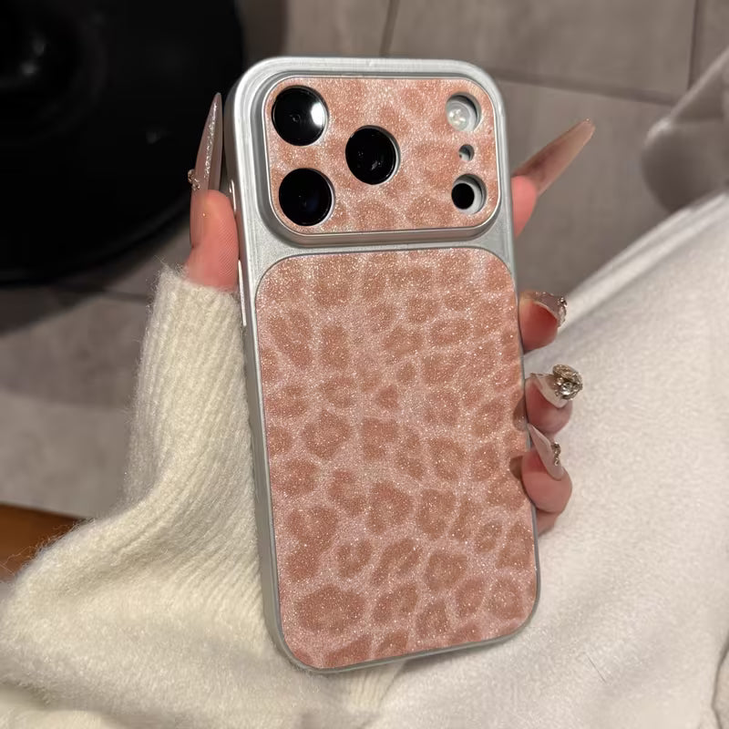 Leopard Print Electroplated Frame Case